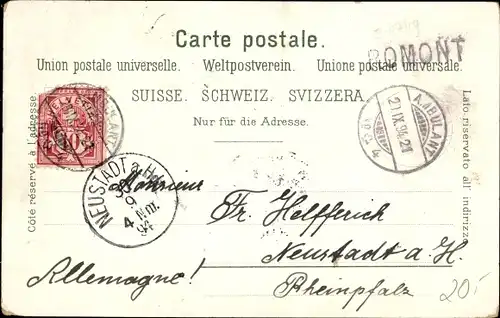 Vorläufer Litho Romont Glane Kanton Freiburg, Kirche, Totalansicht, 1894