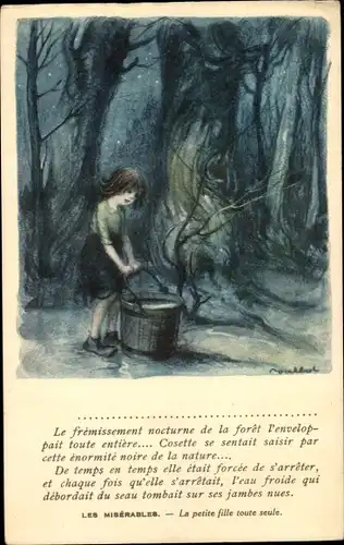 Künstler Ak Poulbot, Francisque, Les Misérables, La petite fille toute seule