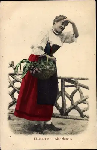 Ak Elsässerin in Volkstracht