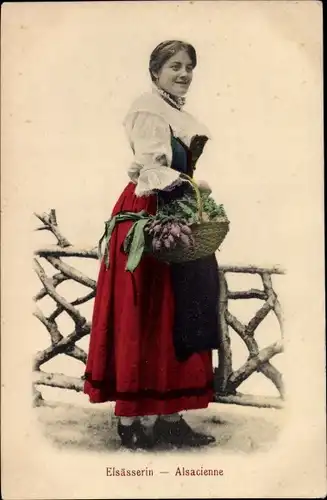 Ak Elsässerin in Volkstracht