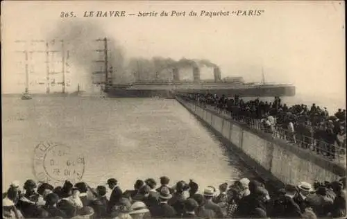 Ak Le Havre, Paquebot Paris, Sortie, CGT, French Line