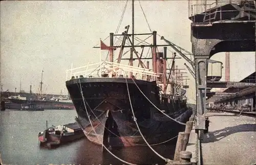 Ak Dampfschiff in einem Hafen