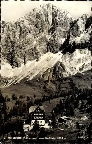 Ak Ramsau am Dachstein Steiermark, Austriahütte, Blick gegen den Hohen Dachstein