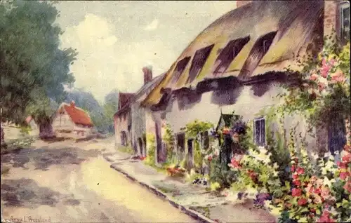 Künstler Ak A. L. Pressland, Dorfpartie