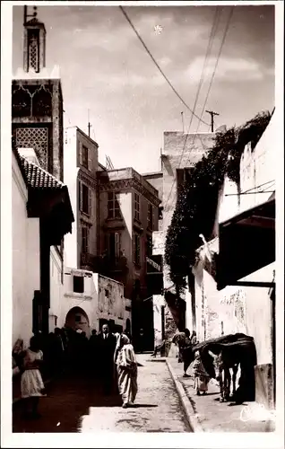 Ak Tanger Marokko, La Grande Mosquee, Straßenpartie