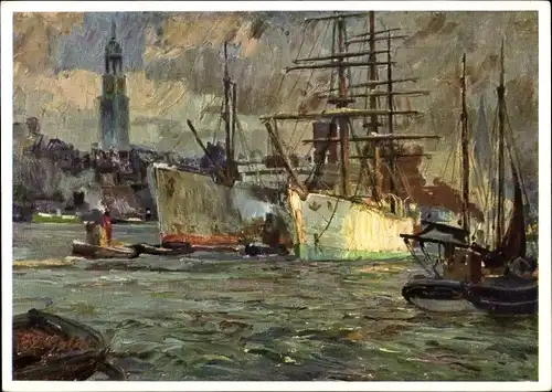 Künstler Ak Gabel, P. E., Hamburg, Hafenpartie, Segelschiff
