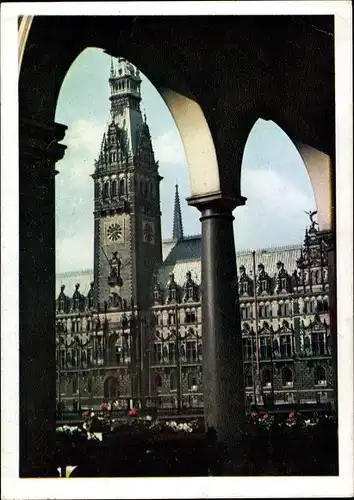 Ak Hamburg, Rathaus, Blick aus einem Fenster