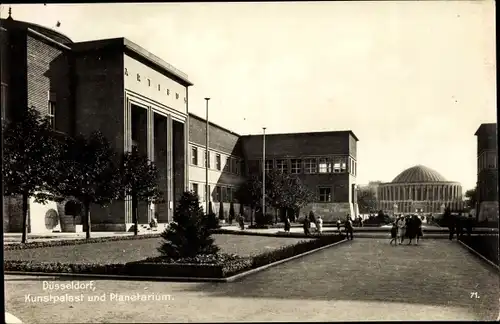 Ak Düsseldorf am Rhein, Kunstpalast und Planetarium