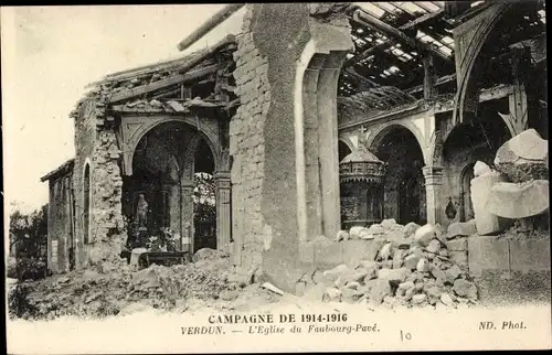 Ak Verdun Meuse, l'Eglise du Faubourg-Pave, Ruinen
