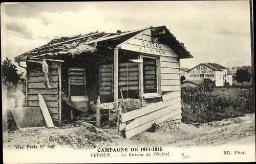 Ak Verdun Meuse, Le Bureau de l'Octroi, Ruinen