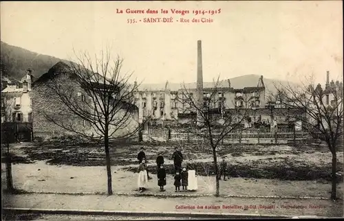 Ak Saint Dié des Vosges, Rue des Cites, Ruinen