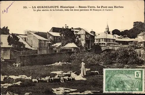 Ak Basse Terre Guadeloupe, Le Pont Aux Herbes, Ortsansicht