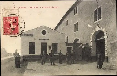 Ak Béziers Hérault, Caserne Infanterie, Soldaten