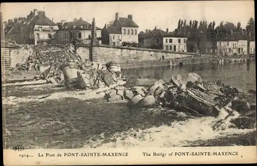 Ak Pont Sainte Maxence Oise, Le Pont, Ruinen