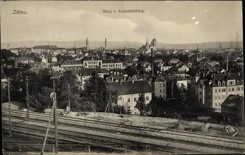 Ak Zittau in der Oberlausitz, Blick vom Kummersberg, Bahnstrecke