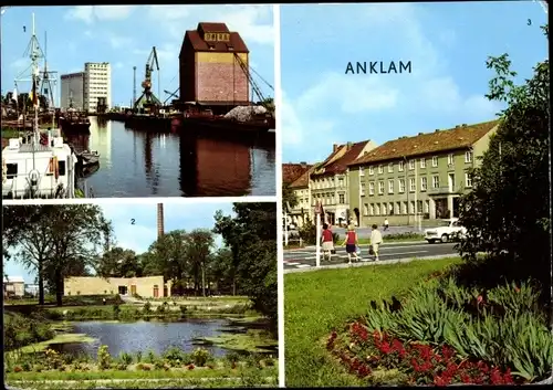 Ak Anklam in Mecklenburg Vorpommern, Peenehafen, Schwimmhalle, Marktplatz