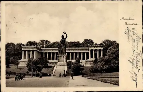 Ak München Bayern, Bavaria, Denkmal, Auto