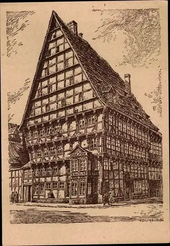 Künstler Ak Wolfgang v. Duisburg, Hildesheim in Niedersachsen, Borcherssches Haus