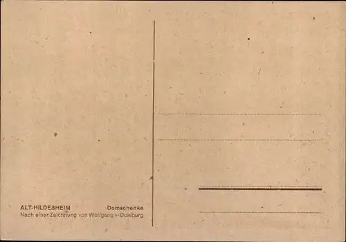 Künstler Ak Wolfgang v. Duisburg, Hildesheim in Niedersachsen, Domschenke