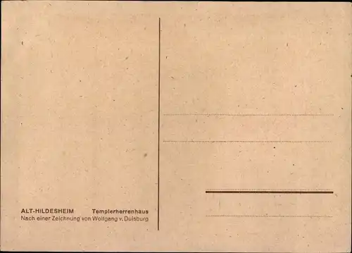 Künstler Ak Wolfgang v. Duisburg, Hildesheim in Niedersachsen, Templerherrenhaus