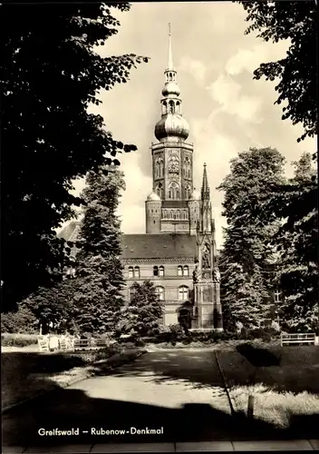 Ak Hansestadt Greifswald, Rubenow-Denkmal, Kirche