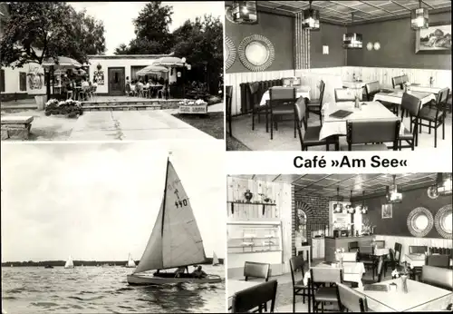 Ak Goyatz Schwielochsee, Café Am See, Inh. W. Aßmann, Segelboot