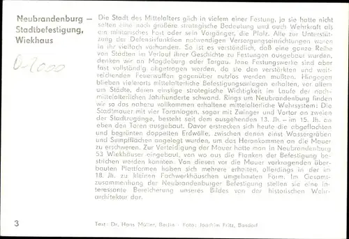 Ak Neubrandenburg in Mecklenburg, Stadtbefestigung, Wiekhaus