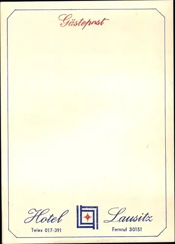 Ak Cottbus in der Niederlausitz, Hotel Lausitz, Gästepost