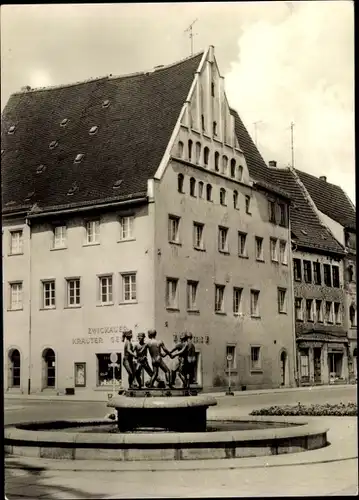Ak Zwickau in Sachsen, Kräutergewölbe mit Marktbrunnen