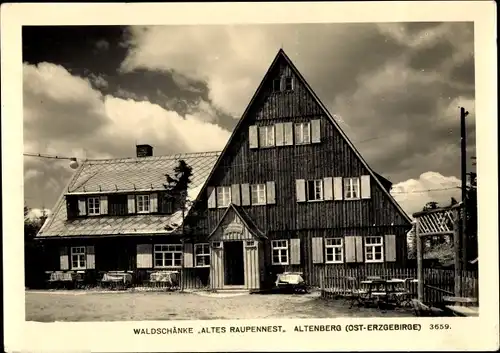 Ak Altenberg im Osterzgebirge, Waldschänke Altes Raupennest, Außenansicht