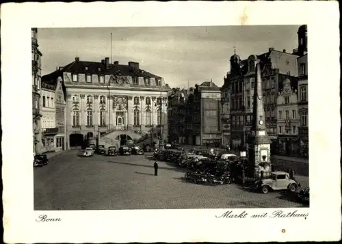 Ak Bonn in Nordrhein Westfalen, Markt mit Rathaus