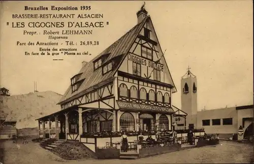 Ak Bruxelles Brüssel, Exposition 1935, Restaurant Les Cigognes D'Alsace