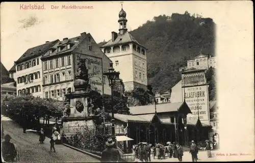 Ak Karlovy Vary Karlsbad Stadt, Marktbrunnen