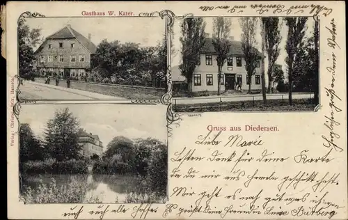 Ak Diedersen Coppenbrügge Niedersachsen, Gasthaus von W. Kater, Teich