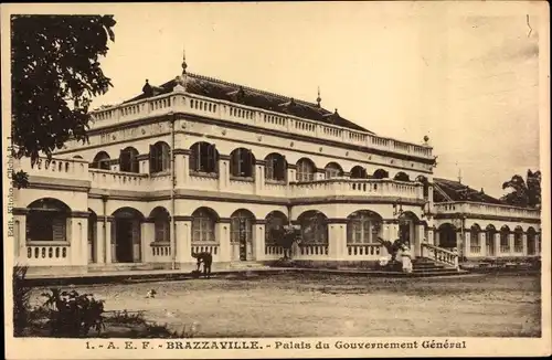 Ak Brazzaville Französisch Kongo, Palais du Gouvernement General