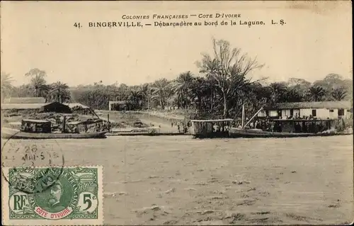 Ak Bingerville Elfenbeinküste, Landungssteg an der Lagune