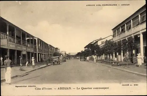 Ak Abidjan Elfenbeinküste, Das Handelsviertel