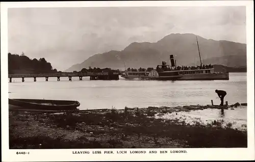 Ak Luss Schottland, Pier, Loch Lomond and Ben Lomond