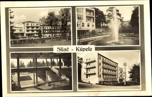 Ak Sliač Szliács Slowakei, Ortsansichten, Brunnen, Siedlung