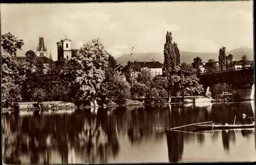 Ak Litoměřice Leitmeritz Region Aussig, Partie an der Elbe