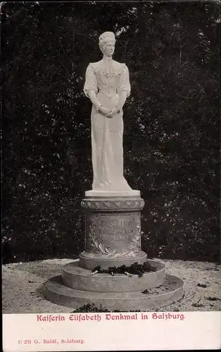 Ak Salzburg in Österreich, Kaiserin Elisabeth Denkmal, Standbild