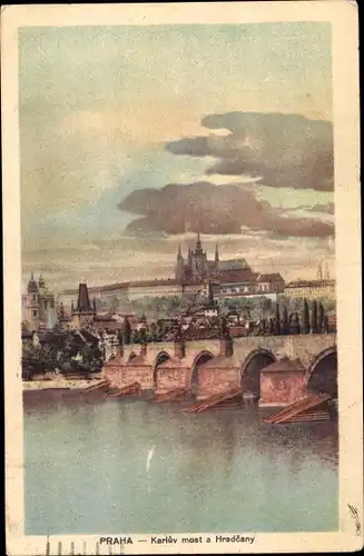 Ak Praha Prag Tschechien, Karluv most a Hradcany