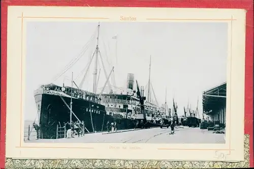 Foto Santos Brasilien, Docas de Santos, Hafenpartie mit Dampfer