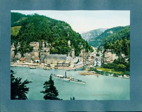 Foto Hřensko Herrnskretschen Elbe Reg. Aussig, Stadtansicht, Salondampfer