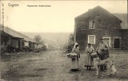 Ak Cugnon Wallonien Luxemburg, Paysannes Ardennaises, Hunde