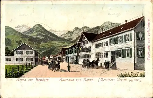 Ak Urnäsch Kanton Appenzell Ausserrhoden, Gasthaus zur Sonne, Holzhandel, Fuhrhalterei