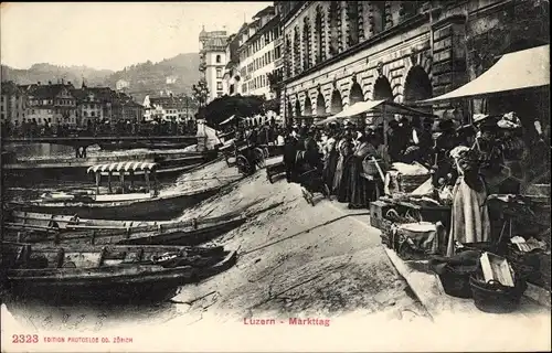 Ak Luzern Stadt Schweiz, Markttag