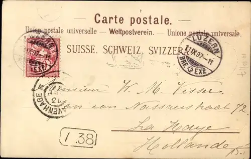 Litho Lucerne Luzern Stadt Schweiz, Swan Hotel, Hotel Cygne