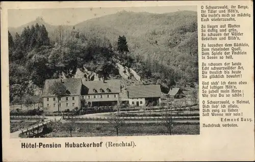 Gedicht Ak Lautenbach im Renchtal Schwarzwald, Hotel Pension Hubackerhof