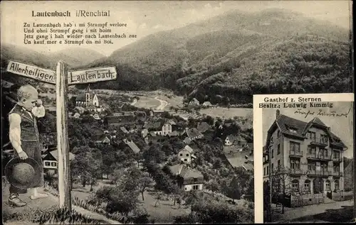 Ak Lautenbach im Renchtal Schwarzwald, Gasthof z. Sternen, Strumpf verloren
